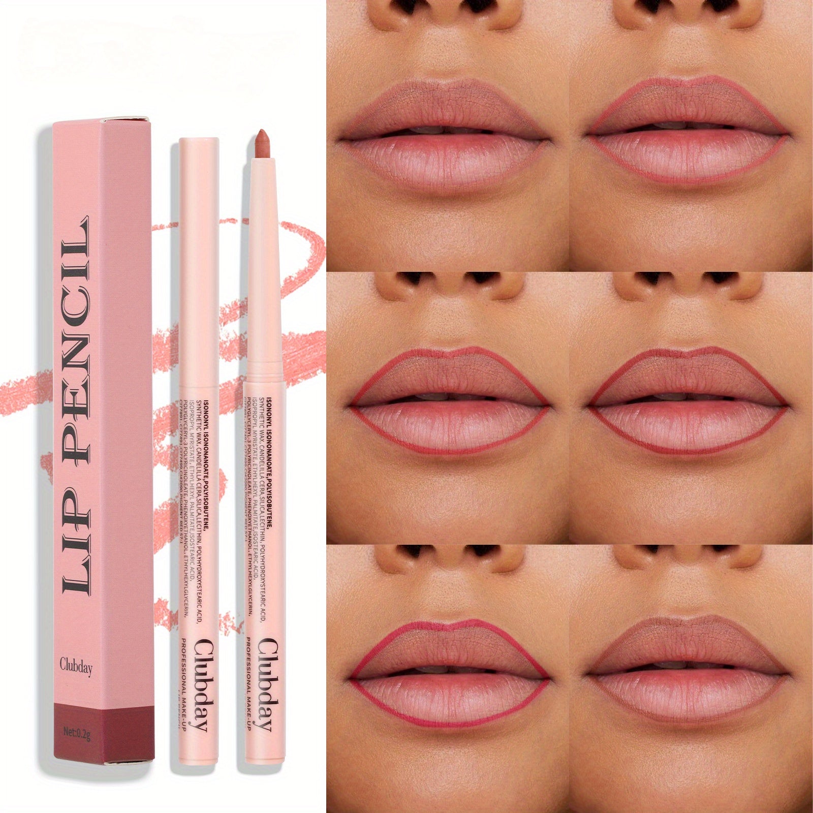 Long-Lasting Lip Pencil With Matte Finish, Soft And Pencil-Sharpener, Suitable For All Skin Types, Available In Brown, Coral, Orange, Pink, And Red Shades