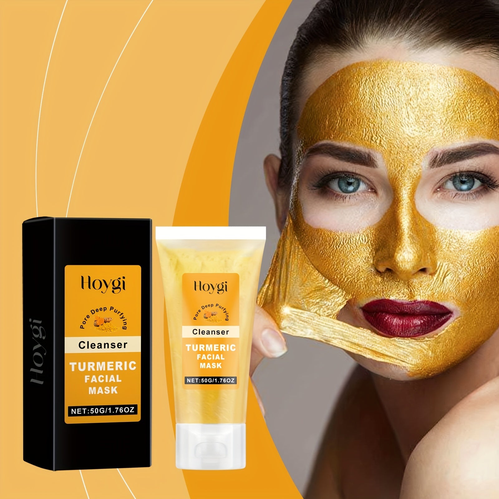 Hoygi Turmeric Facial Peel-Off Mask 50g/1.76oz Deep Cleansing Pore Refining Moisturizing & Firming Mask for All Skin Types, Unisex-Adult, Peppermint, Alcohol-Free, Unscented