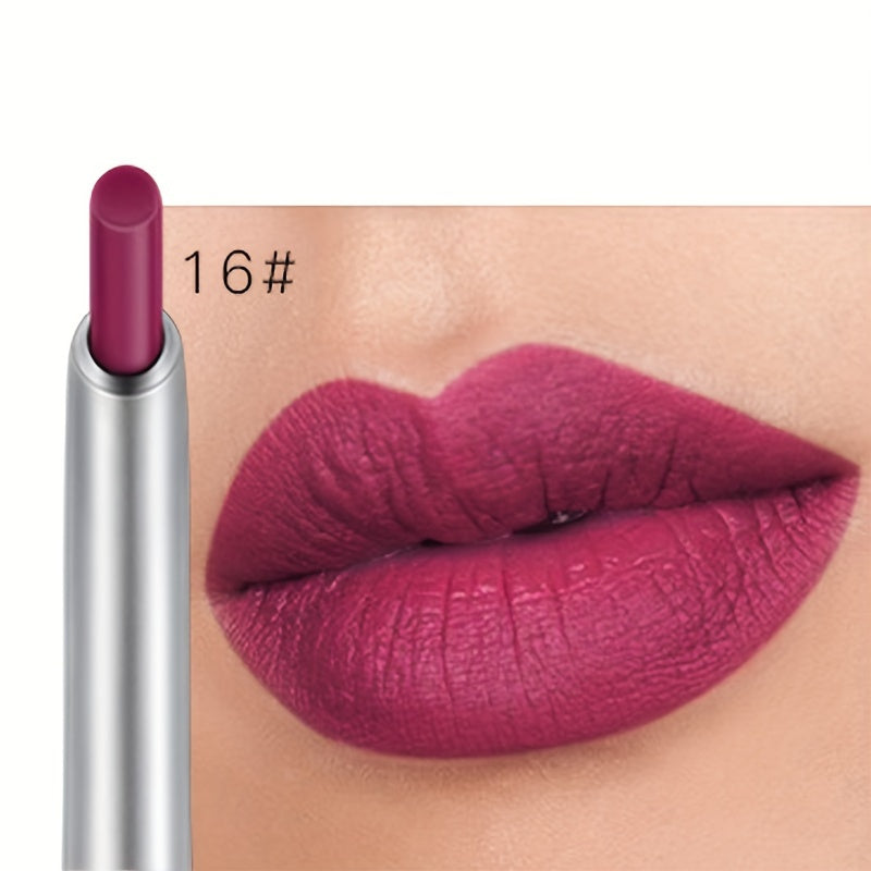 Waterproof Matte Lip Liner Pencil Red Contour Tint Lipstick Long Lasting Non-stick Cup Moisturizing Lip Makeup Cosmetic 12 Colors Contain Plant Squalane