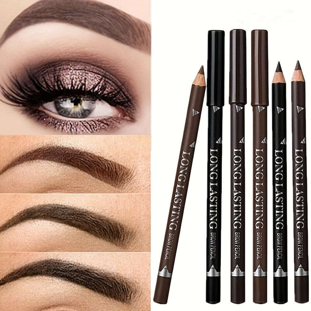 Waterproof And Sweat Proof Dual Purpose Eyeliner And Eyebrow Pencil - Black And Brown Makeup Pencil For Long-Lasting Eye Makeup